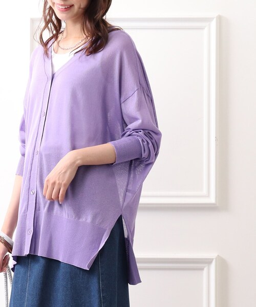 DRESKIP（ドレスキップ）の「◆Vネックシア－カーディガン（カーディガン/ボレロ・レディース・ブラック/ライトグリーン/ダークブラウン/ライトパープル・00）」の4枚目の写真