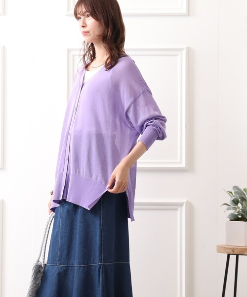 DRESKIP（ドレスキップ）の「◆Vネックシア－カーディガン（カーディガン/ボレロ・レディース・ブラック/ライトグリーン/ダークブラウン/ライトパープル・00）」の18枚目の写真