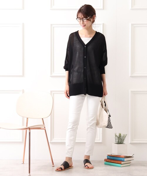 DRESKIP（ドレスキップ）の「◆Vネックシア－カーディガン（カーディガン/ボレロ・レディース・ブラック/ライトグリーン/ダークブラウン/ライトパープル・00）」の12枚目の写真