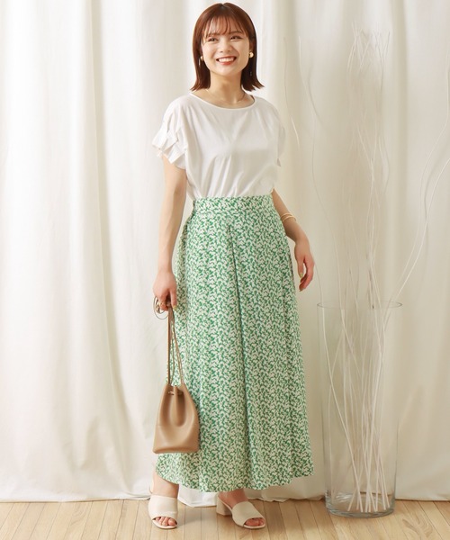 libelle more（リベル モア）の「デシン花柄タックフレアースカート（スカート・レディース・グリーン/ブラック/ベージュ・M）」の14枚目の写真