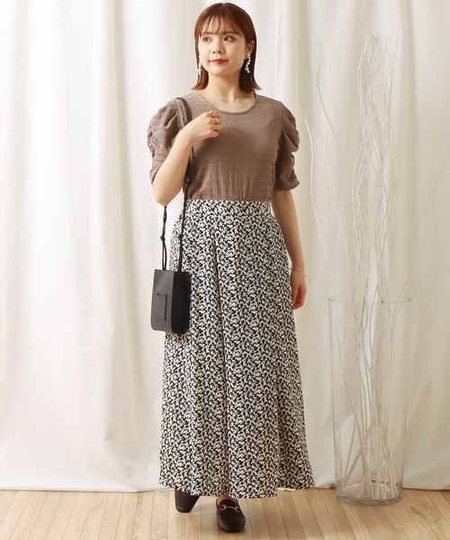 libelle more（リベル モア）の「デシン花柄タックフレアースカート（スカート・レディース・グリーン/ブラック/ベージュ・M）」の13枚目の写真