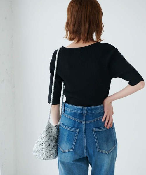 ROPE' PICNIC(ロペピクニック)の「パイピングスクエアネックニットプルオーバー(ニット/セーター・レディース・ブラック/ホワイト/グリーン/ブルー系その他4・38)」の18枚目の写真