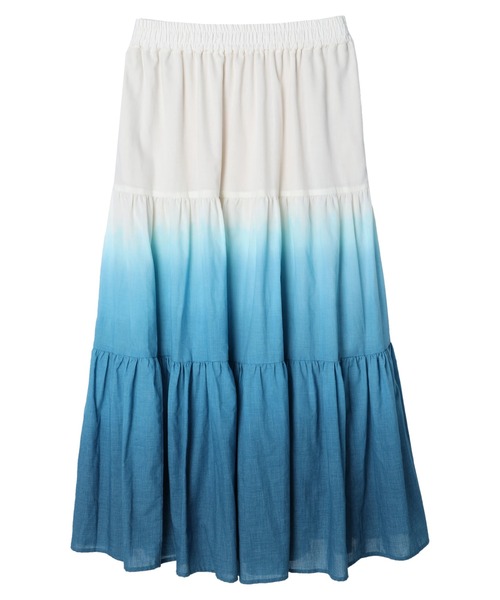 earth music&ecology(アースミュージックアンドエコロジー)の「段染めティアードスカート(スカート・レディース・ベージュ/ブルーグリーン・FREE)」の6枚目の写真