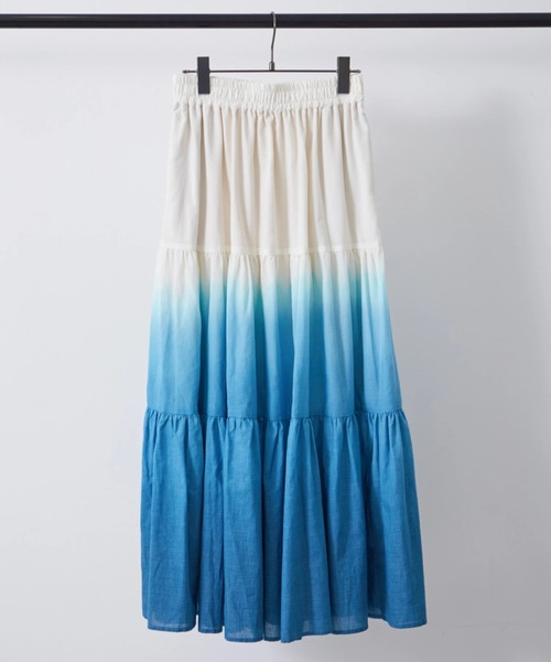 earth music&ecology(アースミュージックアンドエコロジー)の「段染めティアードスカート(スカート・レディース・ベージュ/ブルーグリーン・FREE)」の16枚目の写真
