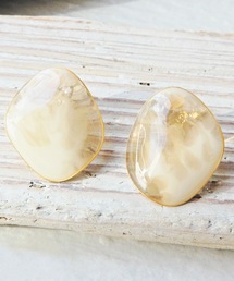 The Rule ザルール:Horn stud pierced earring:マーブル オーバルフォルムスタッドピアス