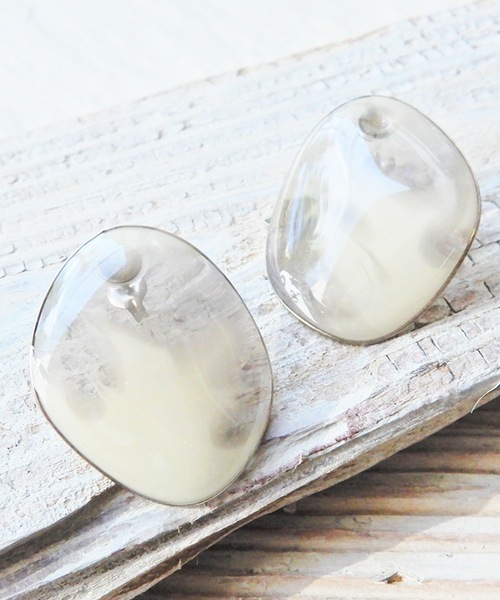 セール】The Rule ザルール：Horn stud pierced earring:マーブル 
