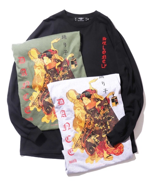 LONELY/論理(ロンリー)の「【ROOPTOKYO別注】LONELY(論理)/ロンリー DANCEWITH L/S TEE ロンT(Tシャツ/カットソー・レディース・グリーン/ブラック/グレー・XXL/L/XL/M)」の5枚目の写真