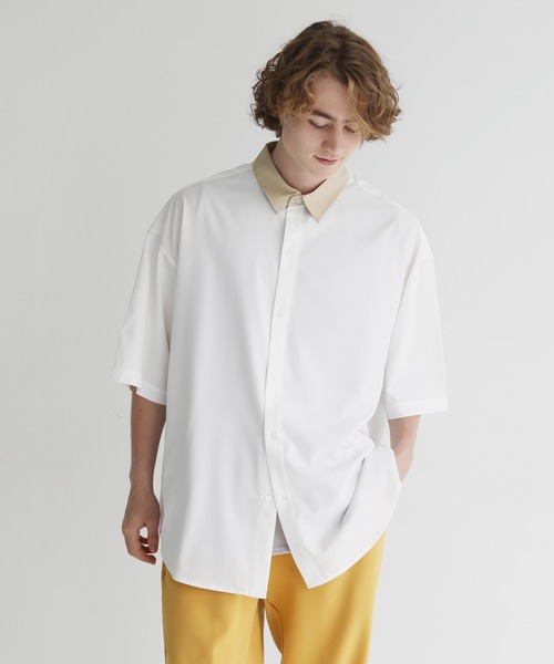 ETELIO(エテリオ)の「ビッグシルエットリラクシング5分袖クレリックシャツ(シャツ/ブラウス・メンズ・ブラック/グリーン/アイボリー/ワイン・S/M/L)」の5枚目の写真