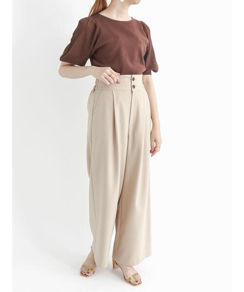 Te chichi（テチチ）の「ハイウエストタックワイドパンツ（その他パンツ・レディース・ベージュ/ブラウン/ブラック・ﾌﾘ-）」の22枚目の写真