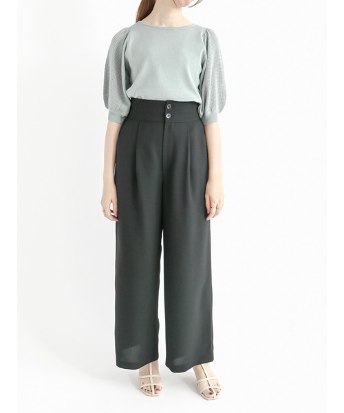 Te chichi（テチチ）の「ハイウエストタックワイドパンツ（その他パンツ・レディース・ベージュ/ブラウン/ブラック・ﾌﾘ-）」の14枚目の写真