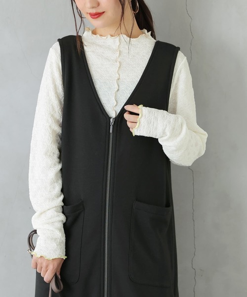 n'OrLABEL（ノアールレーベル）の「『配色メロー前後2wayカットソー』（Tシャツ/カットソー・レディース・グリーン/アイボリー/テラコッタ/ブラック・1/2）」の2枚目の写真