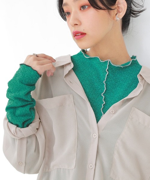 n'OrLABEL（ノアールレーベル）の「『配色メロー前後2wayカットソー』（Tシャツ/カットソー・レディース・グリーン/アイボリー/テラコッタ/ブラック・1/2）」の6枚目の写真