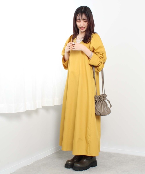 toucher du brise（トゥシェドブリーズ）の「【ボリュームスリーブが可愛い】パフスリーブ ワンピース（ワンピース・レディース・ブラック/ピンク/イエロー/グリーン・M/L）」の3枚目の写真