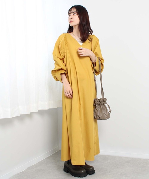 toucher du brise（トゥシェドブリーズ）の「【ボリュームスリーブが可愛い】パフスリーブ ワンピース（ワンピース・レディース・ブラック/ピンク/イエロー/グリーン・M/L）」の12枚目の写真