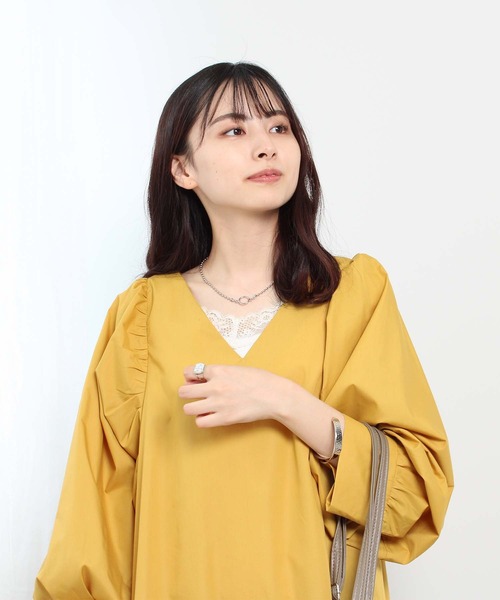 toucher du brise（トゥシェドブリーズ）の「【ボリュームスリーブが可愛い】パフスリーブ ワンピース（ワンピース・レディース・ブラック/ピンク/イエロー/グリーン・M/L）」の14枚目の写真