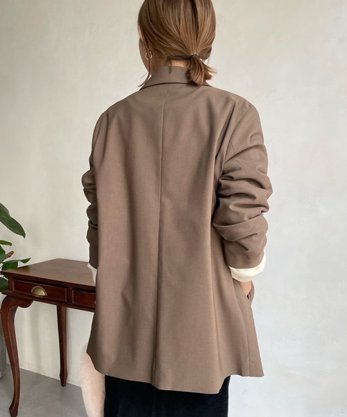 DouDou（ドゥドゥ）の「ツイルストレッチダブルジャケット（テーラードジャケット・レディース・チャコールグレー/モカ・FREE）」の19枚目の写真