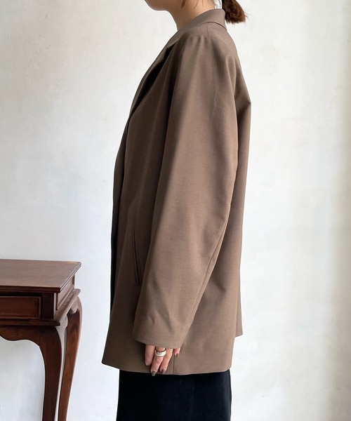 DouDou（ドゥドゥ）の「ツイルストレッチダブルジャケット（テーラードジャケット・レディース・チャコールグレー/モカ・FREE）」の15枚目の写真