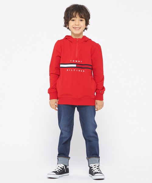TOMMY HILFIGER（トミーヒルフィガー）の「リブインサートハーフジップパーカー（パーカー・キッズ・ネイビー/レッド・100cm/110cm/120cm/90cm）」の11枚目の写真