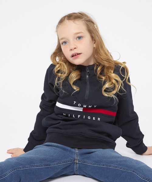 TOMMY HILFIGER（トミーヒルフィガー）の「リブインサートハーフジップパーカー（パーカー・キッズ・ネイビー/レッド・100cm/110cm/120cm/90cm）」の14枚目の写真