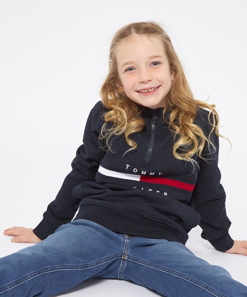 TOMMY HILFIGER（トミーヒルフィガー）の「リブインサートハーフジップパーカー（パーカー・キッズ・ネイビー/レッド・100cm/110cm/120cm/90cm）」の15枚目の写真