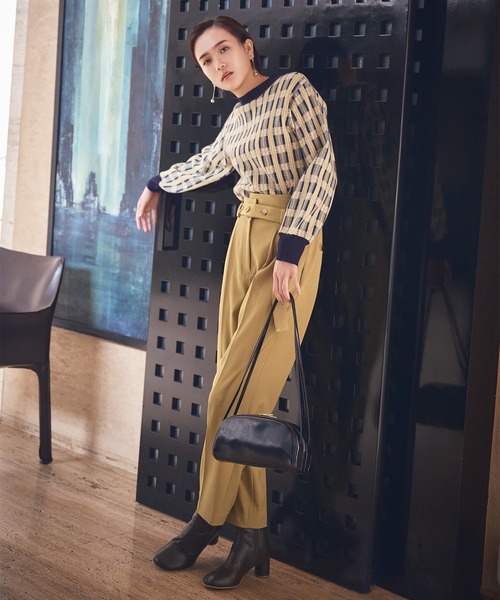 N.(N. Natural Beauty Basic)(エヌエヌナチュラルビューティーベーシック)の「【松井愛莉さん着用】◆デザインウエストストレートパンツ(その他パンツ・レディース・ブラウン/イエロー/ブルー・MEDIUM)」の1枚目の写真