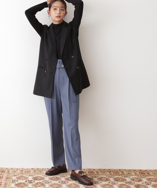 N.(N. Natural Beauty Basic)(エヌエヌナチュラルビューティーベーシック)の「【松井愛莉さん着用】◆デザインウエストストレートパンツ(その他パンツ・レディース・ブラウン/イエロー/ブルー・MEDIUM)」の3枚目の写真