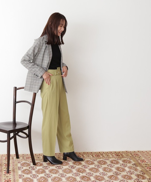 N.(N. Natural Beauty Basic)(エヌエヌナチュラルビューティーベーシック)の「【松井愛莉さん着用】◆デザインウエストストレートパンツ(その他パンツ・レディース・ブラウン/イエロー/ブルー・MEDIUM)」の9枚目の写真