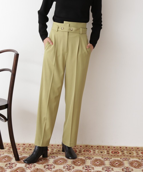 N.(N. Natural Beauty Basic)(エヌエヌナチュラルビューティーベーシック)の「【松井愛莉さん着用】◆デザインウエストストレートパンツ(その他パンツ・レディース・ブラウン/イエロー/ブルー・MEDIUM)」の8枚目の写真