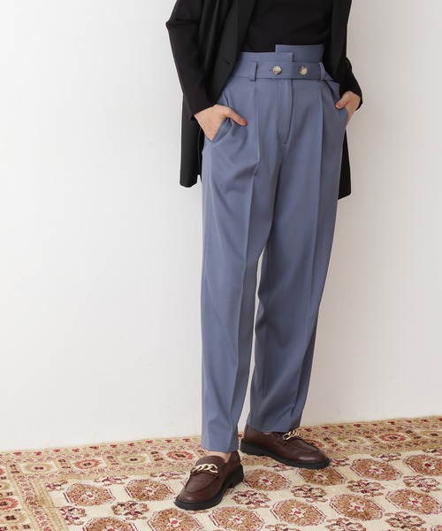 N.(N. Natural Beauty Basic)(エヌエヌナチュラルビューティーベーシック)の「【松井愛莉さん着用】◆デザインウエストストレートパンツ(その他パンツ・レディース・ブラウン/イエロー/ブルー・MEDIUM)」の6枚目の写真