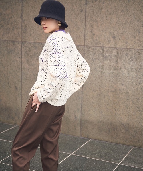 N.(N. Natural Beauty Basic)(エヌエヌナチュラルビューティーベーシック)の「【松井愛莉さん着用】◆デザインウエストストレートパンツ(その他パンツ・レディース・ブラウン/イエロー/ブルー・MEDIUM)」の17枚目の写真