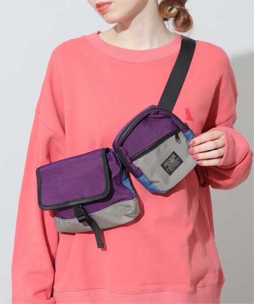 DOUBLE NAME（ダブルネーム）の「配色ダブルボディBAG（ボディバッグ/ウエストポーチ・レディース・グリーン系/ブラック系/パープル系・FREE）」の3枚目の写真