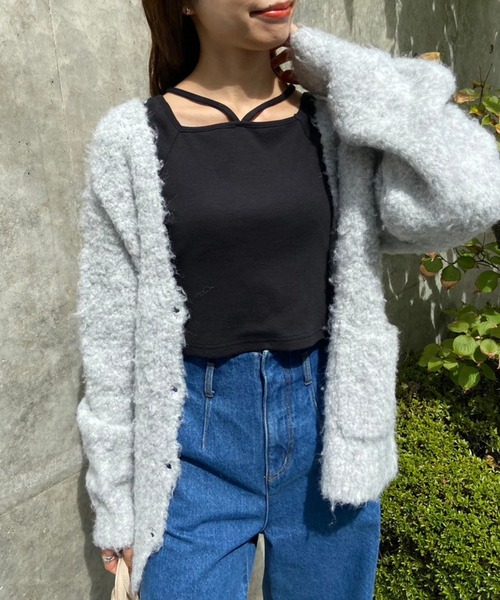 OLIVE des OLIVE（オリーブデオリーブ）の「ホルターネックロンティー（Tシャツ/カットソー・レディース・ブラック/オフホワイト/ライトグレー・FREE）」の2枚目の写真