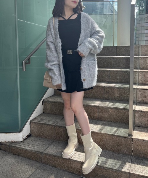 OLIVE des OLIVE（オリーブデオリーブ）の「ホルターネックロンティー（Tシャツ/カットソー・レディース・ブラック/オフホワイト/ライトグレー・FREE）」の5枚目の写真