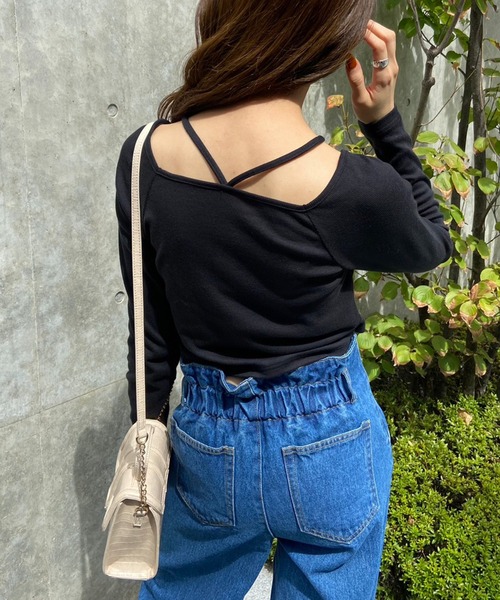 OLIVE des OLIVE（オリーブデオリーブ）の「ホルターネックロンティー（Tシャツ/カットソー・レディース・ブラック/オフホワイト/ライトグレー・FREE）」の17枚目の写真