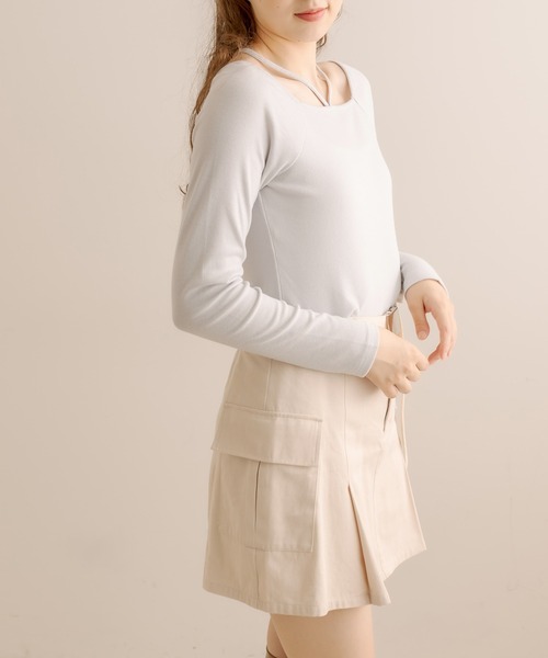 OLIVE des OLIVE（オリーブデオリーブ）の「ホルターネックロンティー（Tシャツ/カットソー・レディース・ブラック/オフホワイト/ライトグレー・FREE）」の14枚目の写真