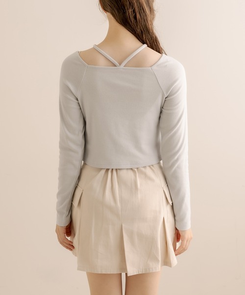 OLIVE des OLIVE（オリーブデオリーブ）の「ホルターネックロンティー（Tシャツ/カットソー・レディース・ブラック/オフホワイト/ライトグレー・FREE）」の18枚目の写真