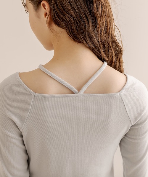 OLIVE des OLIVE（オリーブデオリーブ）の「ホルターネックロンティー（Tシャツ/カットソー・レディース・ブラック/オフホワイト/ライトグレー・FREE）」の12枚目の写真