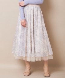 31 Sons de mode | 裾チュールオーガンジープリントフレアスカート(スカート)