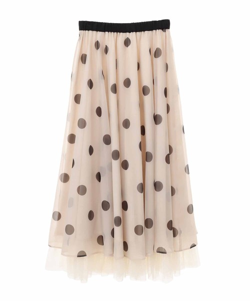 31 Sons de mode（トランテアン　ソン　ドゥ　モード）の「裾チュールオーガンジープリントフレアスカート（スカート・レディース・グレー系その他/クリーム・36）」の7枚目の写真