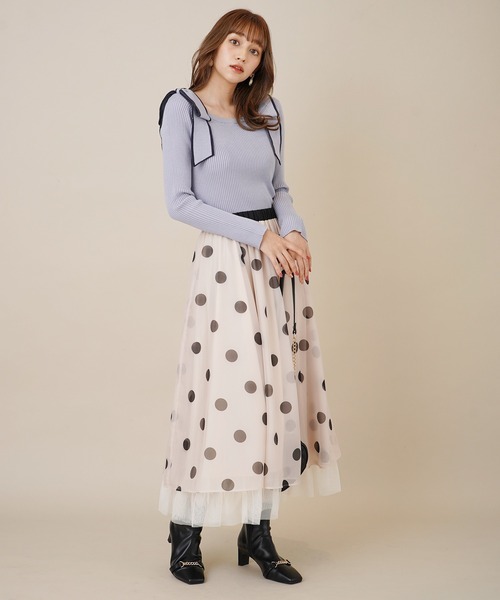 31 Sons de mode（トランテアン　ソン　ドゥ　モード）の「裾チュールオーガンジープリントフレアスカート（スカート・レディース・グレー系その他/クリーム・36）」の21枚目の写真