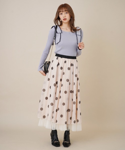 31 Sons de mode（トランテアン　ソン　ドゥ　モード）の「裾チュールオーガンジープリントフレアスカート（スカート・レディース・グレー系その他/クリーム・36）」の19枚目の写真