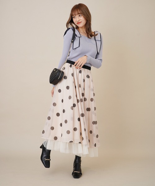 31 Sons de mode（トランテアン　ソン　ドゥ　モード）の「裾チュールオーガンジープリントフレアスカート（スカート・レディース・グレー系その他/クリーム・36）」の17枚目の写真