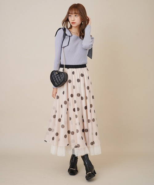 31 Sons de mode（トランテアン　ソン　ドゥ　モード）の「裾チュールオーガンジープリントフレアスカート（スカート・レディース・グレー系その他/クリーム・36）」の16枚目の写真