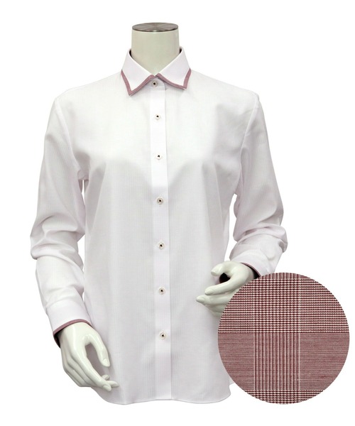 TOKYO SHIRTS(トウキョウシャツ)の「形態安定ノーアイロン ワイド 長袖ビジネスワイシャツ(ビジネスシャツ・レディース・ベビーピンク・XS/S/M/L/LL/XL)」の2枚目の写真