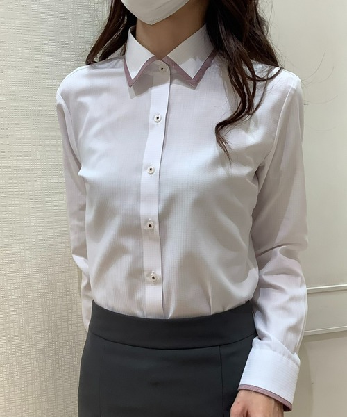 TOKYO SHIRTS(トウキョウシャツ)の「形態安定ノーアイロン ワイド 長袖ビジネスワイシャツ(ビジネスシャツ・レディース・ベビーピンク・XS/S/M/L/LL/XL)」の7枚目の写真