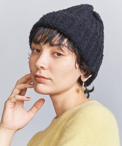 CLIPPER CASUALS(クリッパーカジュアル)の「<CLIPPER CASUALS>ブークレ ワッチキャップ(ニットキャップ/ビーニー・レディース・コバルトブルー/オフホワイト/ブラック・FREE)」の2枚目の写真