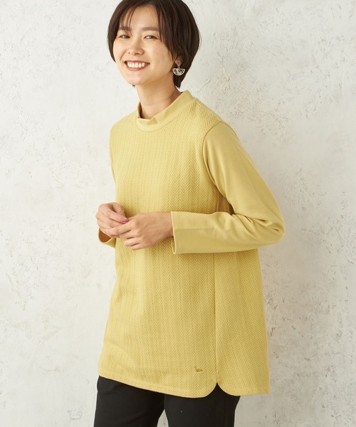 DECOY SINCE 1981（デコイシンスイチキュウハチイチ）の「ヘリンボーンジャガードチュニック（Tシャツ/カットソー・レディース・マスタード/アイボリー/ネイビー・LL/L/M）」の3枚目の写真