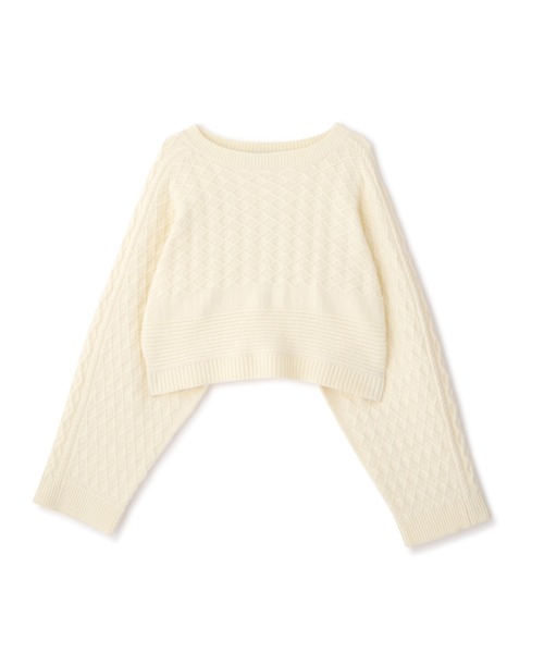 N.(N. Natural Beauty Basic)(エヌエヌナチュラルビューティーベーシック)の「◆ダイヤパターンワイドスリーブショートニット(ニット/セーター・レディース・レッド/オフホワイト/ラベンダー・MEDIUM)」の12枚目の写真