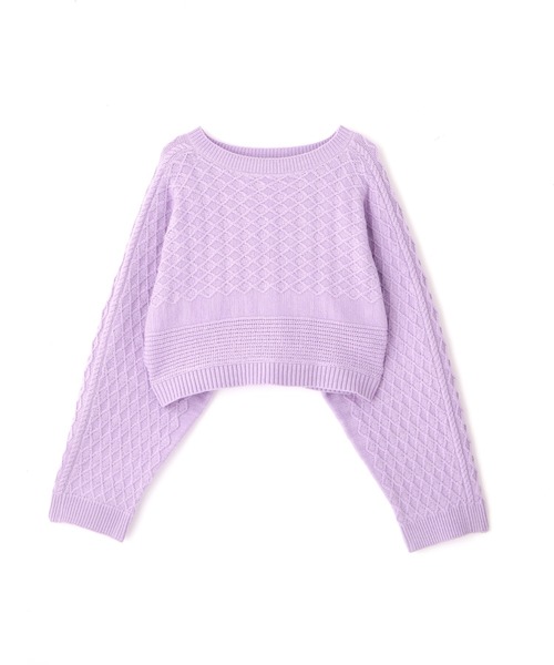 N.(N. Natural Beauty Basic)(エヌエヌナチュラルビューティーベーシック)の「◆ダイヤパターンワイドスリーブショートニット(ニット/セーター・レディース・レッド/オフホワイト/ラベンダー・MEDIUM)」の14枚目の写真