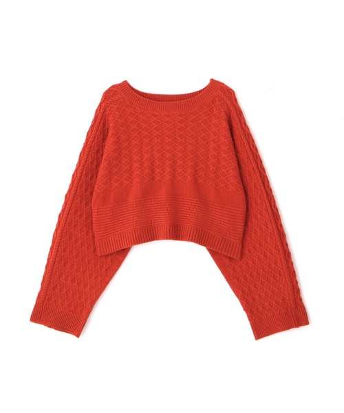 N.(N. Natural Beauty Basic)(エヌエヌナチュラルビューティーベーシック)の「◆ダイヤパターンワイドスリーブショートニット(ニット/セーター・レディース・レッド/オフホワイト/ラベンダー・MEDIUM)」の16枚目の写真